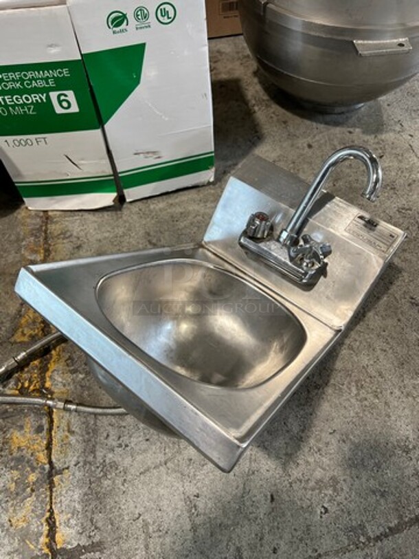 Eagle Model HSAN-10-F Stainless Steel Commercial Single Bay Wall Mount Sink w/ Faucet and Handles. 12x18x15 - Image 2 of 5