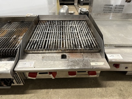 Asber AERB24NG Stainless Steel Commercial Countertop Natural Gas Powered Charbroiler. 60,000 BTU.