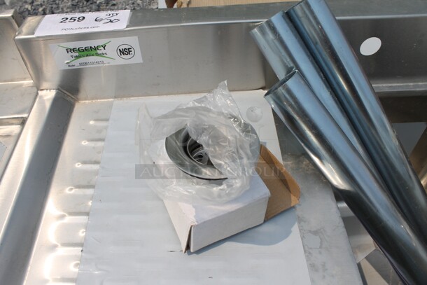 BRAND NEW SCRATCH AND DENT! Regency 600B11014213 Commercial Stainless Steel 1 Bowl Underbar Sink with Faucet and Two Drainboards - Image 4 of 6