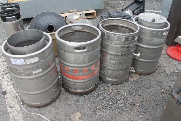 4 Metal Half Barrel Kegs. 4 Times Your Bid!