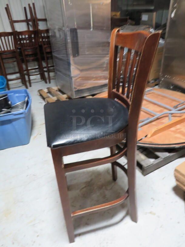 Wooden Bar Height Chair With Black Cushioned Seat. 2XBID. - Image 2 of 2