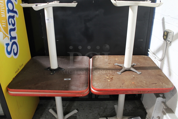 4 White Dining Height Table on White Metal Table Base. 4 Times Your Bid! - Image 2 of 3