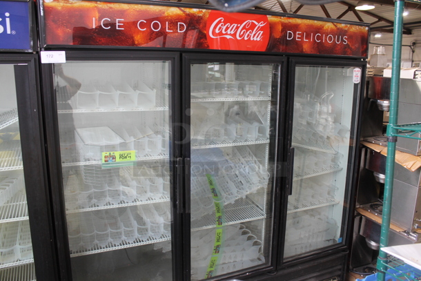 2012 True GDM-72EM-LD ENERGY STAR Metal Commercial 3 Door Reach In Cooler Merchandiser w/ Poly Coated Racks and Drink Sliders. 115 Volts, 1 Phase. Tested and Working! - Image 2 of 6