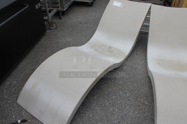 2 Tan Poly Ledge Lounger Chairs. 2 Times Your Bid! - Image 2 of 7