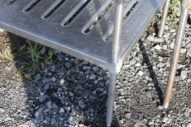 Metal 3 Tier Shelving Unit. BUYER MUST DISMANTLE. PCI CANNOT DISMANTLE FOR SHIPPING. PLEASE CONSIDER FREIGHT CHARGES. - Image 3 of 3