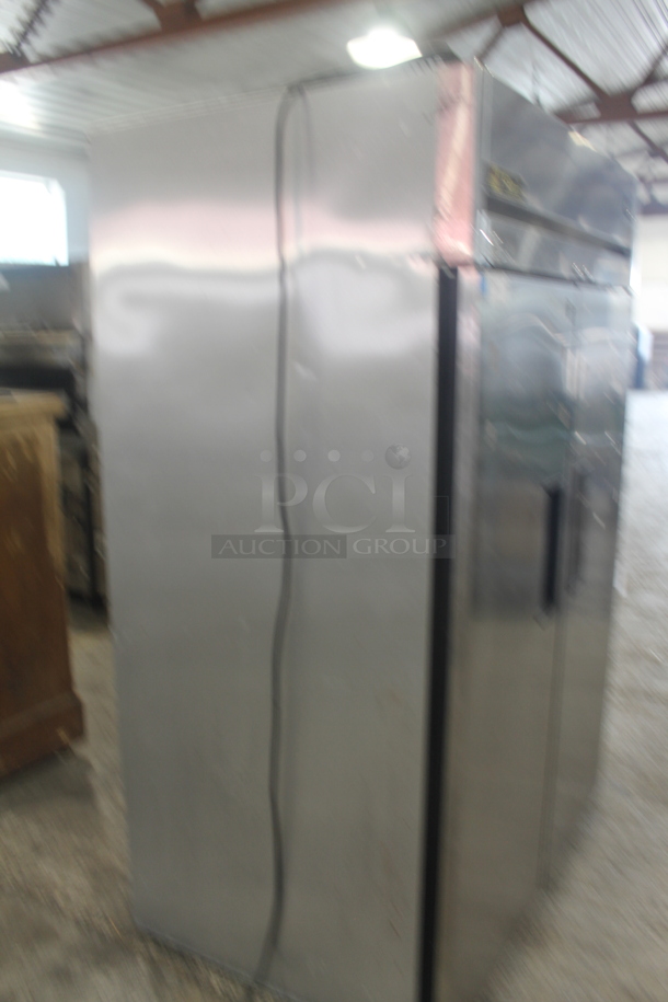 2012 True TG2R-2S Stainless Steel Commercial 2 Door Reach In Cooler w/ Poly Coated Racks on Commercial Casters. 115 Volts, 1 Phase. Tested and Working! - Image 8 of 9