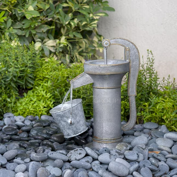 Gardenique 20.39-in H Resin Fountain Statue Outdoor Fountain Pump Included. The fountain topper dimensions are 11-in x 7-in x 17-in
The bucket dimensions with handle are 5.6-in x 5.2-in x 7.7-in
The basin dimensions are 26.9-in x 20.7-in x 9.5-in
The basin holds up to 8 gallons of water - Image 5 of 5