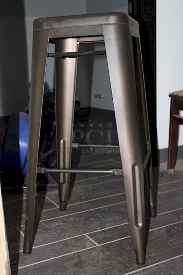 SWEET! Set Of (5) FDW Metal TBS-430-Bronze Bar Stools , Counter Height, Stackable, Indoor Outdoor 16-1/2x16-1/2x30. 5x Your Bid - Image 3 of 6