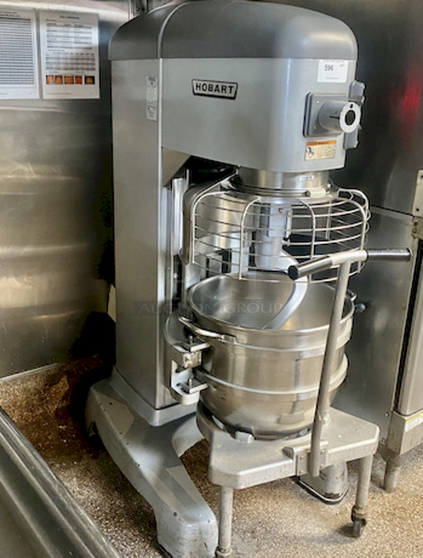 Hobart Legacy HL600-1STD 60 Qt. Planetary Floor Mixer with Guard - 240V, 3 Phase, 2.7 hp Stainless steel bowl guard; Swing-out bowl and power bowl lift.   INCLUDES: "ED" Large Dough Hook, 60qt Bowl and Bowl Dollie.   28 2/3x48-1/4x61-3/10.   50/60Hz; 1ph @ 16amps; 3ph @ 8amps - Image 6 of 6