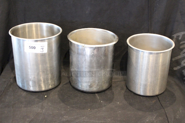 (3) Large Round Stainless Steel Inserts, Misc Sizes.
3x your Bid