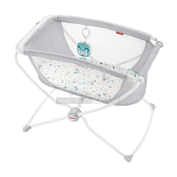AMAZING! Fisher-Price GNW36-9993 Rock with Me Bassinet. Color: Ocean Sands 33.07 x 22.44 x 24.40 Inches - Image 1 of 9