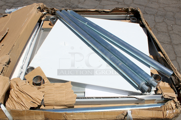 BRAND NEW SCRATCH & DENT! Regency 600T3030G 30" x 30" 18-Gauge 304 Stainless Steel Commercial Work Table with Galvanized Legs and Undershelf. Box Is Destoryed. Appears to Have All Components. Minor Denting. 30 x 30 x 34 - Image 3 of 3