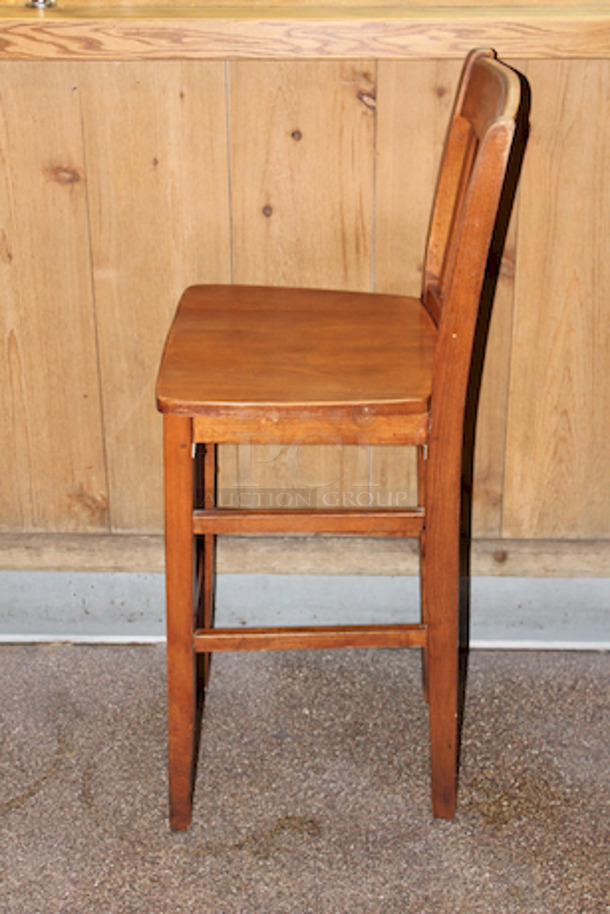 BEAUTIFUL! Legend Seating Company Solid Wood Bar Height Chairs, With Foot Rest, Minor Wear on Some.  
17x18x44-1/2
3x Your Bid
 - Image 2 of 6