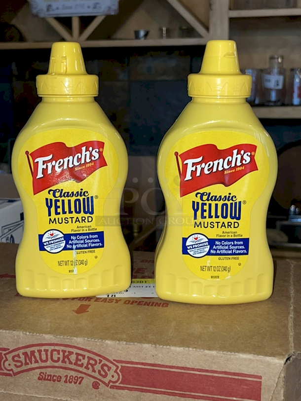 ALL FOR ONE! Boxes of: Grated Parmesan Cheese 3.5 Gram Packets, Ken's Thousand Island Dressing Packets, House Recipe Yellow Mustard Packets, URM Food Service Sugar Packets (2.8grams), Smuckers Jam Packs, Salt & Pepper Shakers and Yellow Mustard Bottles.  - Image 6 of 7