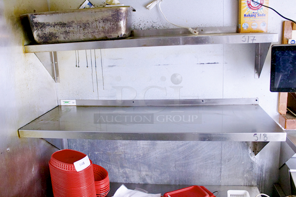 SCORE! Regency  600WS1260 18 Gauge Stainless Steel 12" x 60" Solid Wall Shelf - Image 1 of 3