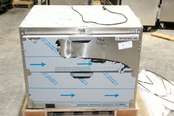 BRAND NEW SCRATCH & DENT!! Beverage-Air UCFD36AHC-2 36" Undercounter Freezer with 2 Drawers. Tested Working. Top drawer is dented. See photos. 36 x 29 1/4 x 34 5/8 - Image 2 of 5
