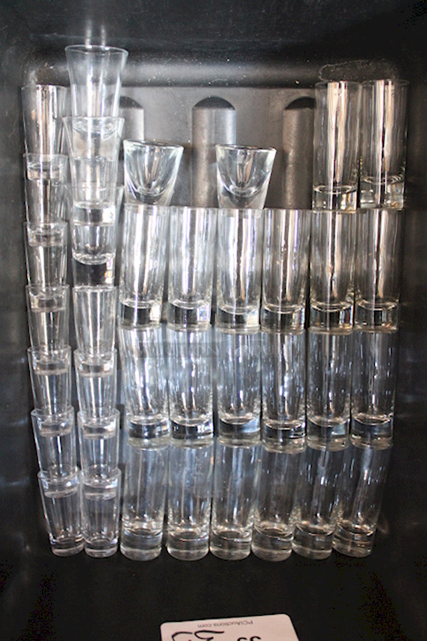 SCORE! Bus Tub Full Of Shot Glasses, 4 Sizes.
(Small to Large): S1 = 2; S2 = 11; S3 = 3; S4 = 20. 35x Your Bid  - Image 2 of 2