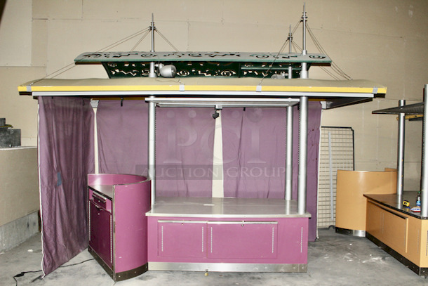 VERY NICE! Kiosk With Point of Sales Station, Locking Drawers, Track Lighting. On Commercial Casters. 150x95-1/2x132. 115v - Image 2 of 6