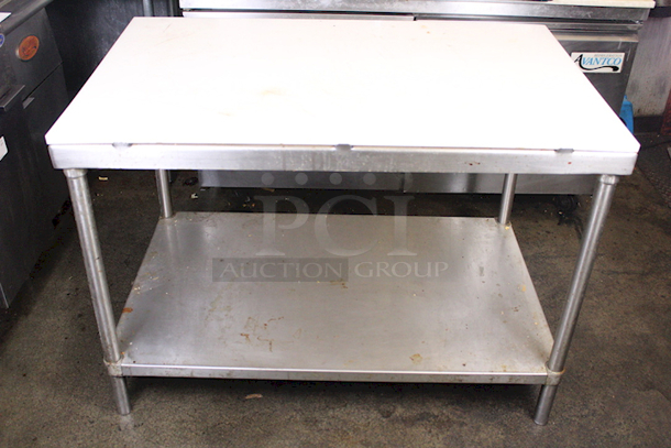 HEAVY DUTY! Stainless Steel Table With Full Size Cutting Board and Under-Shelf. Aprox. 48x30x34 - Image 3 of 4