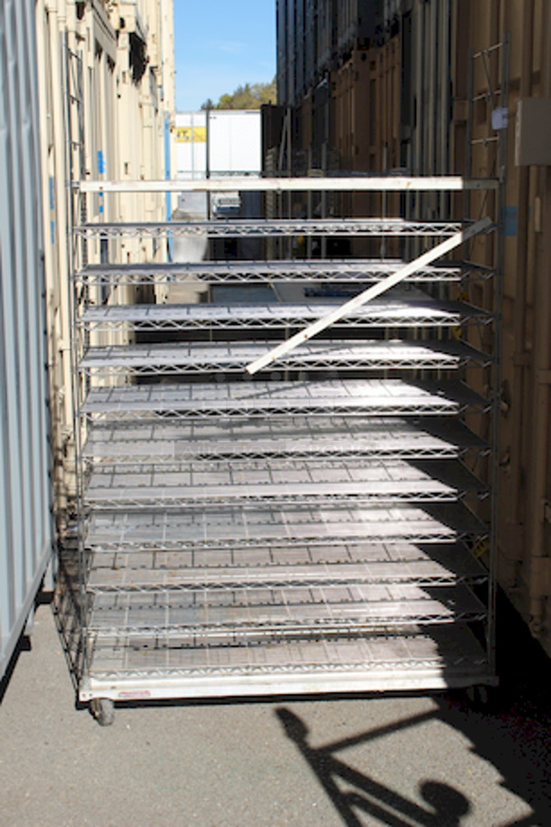 LIKE NEW! Metro 1848C Regular Erecta® Shelf, wire, 48"W x 18"D x 77”, Chrome Plated Finish, 12 Shelves On Commercial Casters. - Image 2 of 3