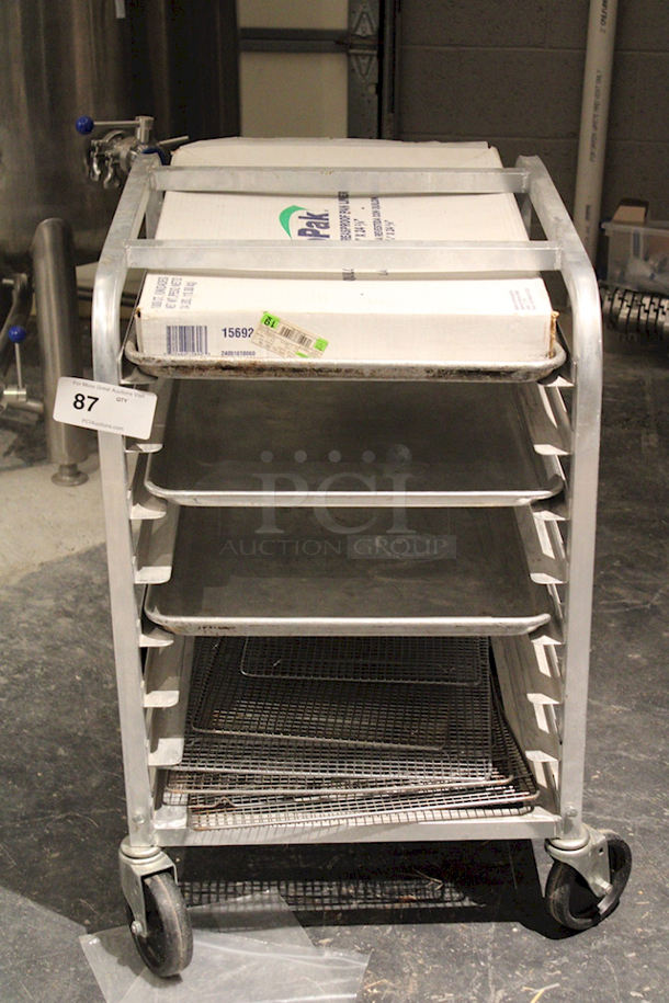 SWEET DEAL! Channel 430A 8 Pan Aluminum End Load Undercounter Sheet / Bun Pan Rack - Assembled, On Commercial Casters + Package Of ProPan Quilon-Coated Grease Pan Liners For Full Size Pans - Image 5 of 6