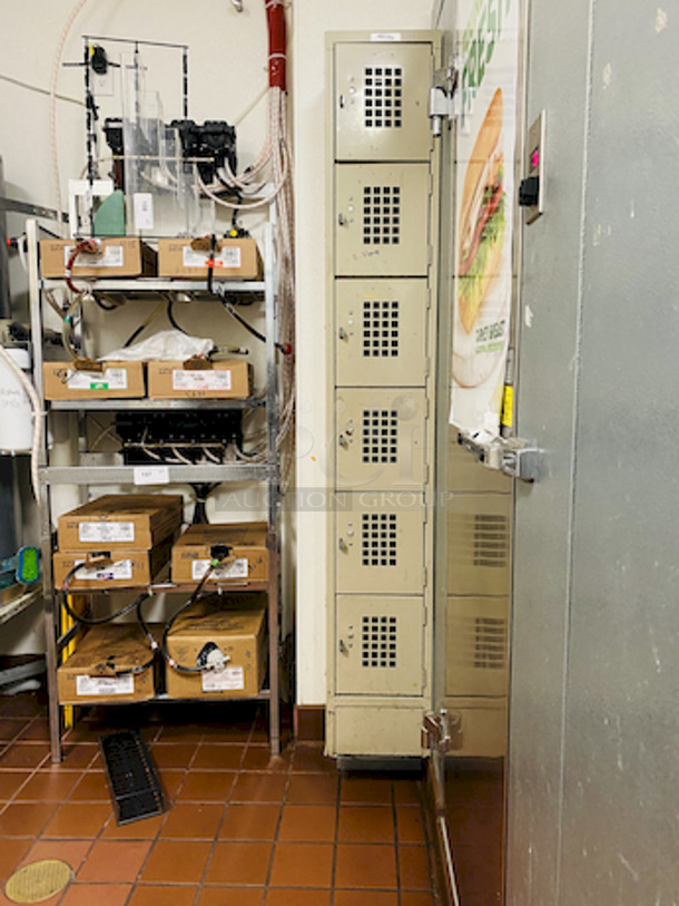 NICE!! Winholt WL-66/15 Single Column Six Door Steel Locker with Perforated Doors - 12" x 15" x 78" - Image 4 of 5