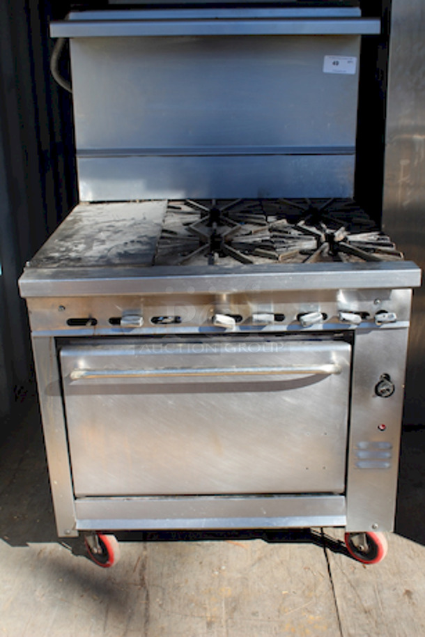 AWESOME! Montague Combination (2) Burner Griddle Top With (4) Burner Range On Oven Base With Commercial Casters 35x36-1/2x60. - Image 2 of 8