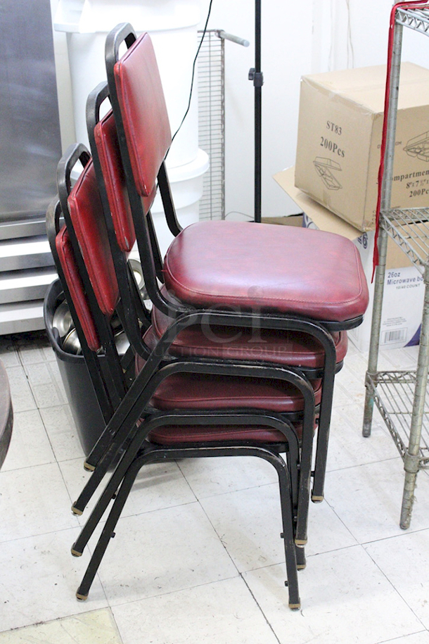 STACKABLE! Red Dining/Banquet Chairs. 4x Your Bid - Image 3 of 5