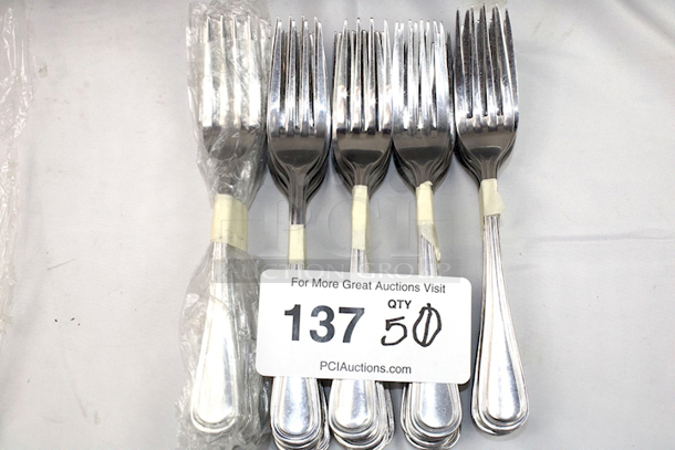 NICE! 50 Stainless Steel Forks. 50x Your Bid - Image 1 of 2