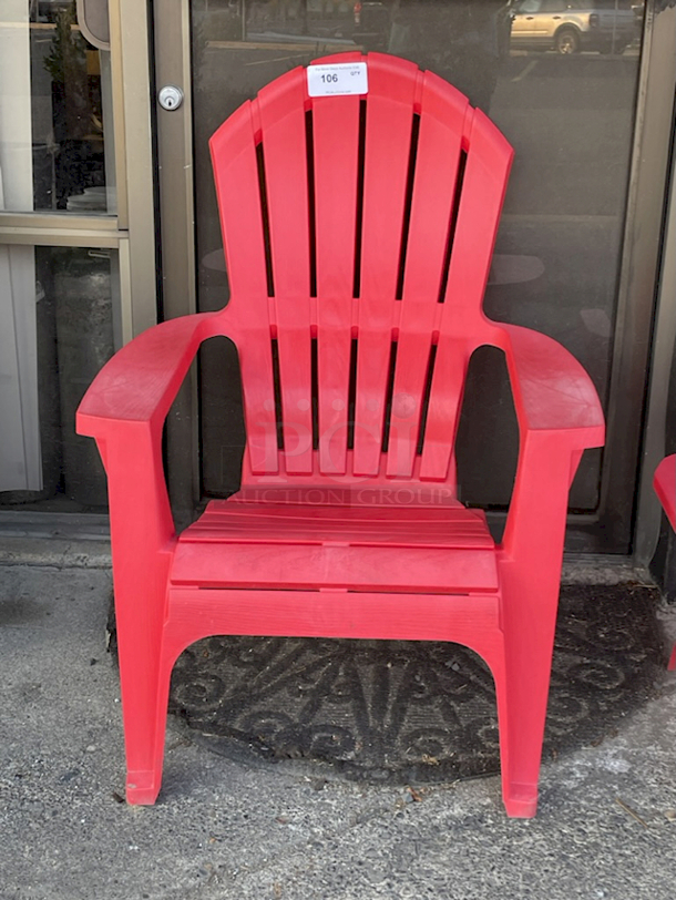 4 PIECE!! Adams RealComfort Adirondack Chair, Cherry Red, Polypropylene Frame 30x34x37-1/2. 4x Your Bid - Image 2 of 7