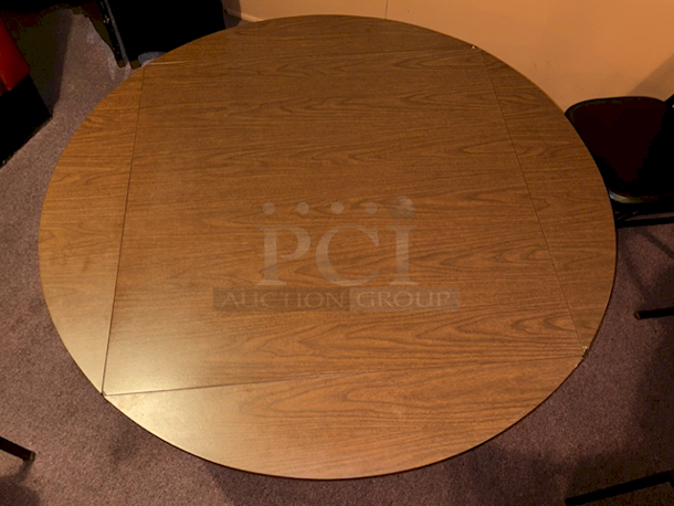 AMAZING! 36" Square to 51" Round Locking Drop Leaf Tabletop With Walnut Finish and Heavy Duty Weighted Base 36"/51" x 29" - Image 4 of 5