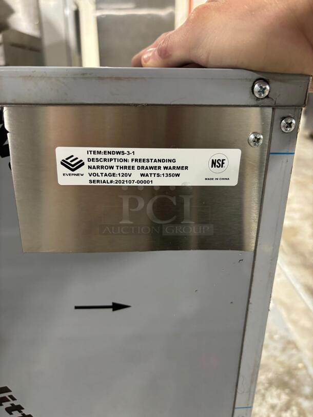 Prepline DW3N Triple Narrow Freestanding Stainless Steel Drawer Warmer- 1350W, 120V - Image 2 of 5
