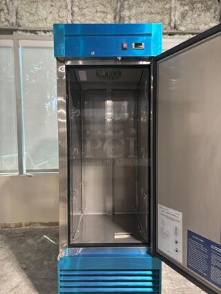 BRAND NEW Dukers D28R 27-1/2"W One Door Stainless Steel Bottom Mount Reach In Refrigerator - 18.31 Cu. Ft
