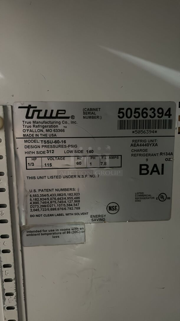 True TSSU-60-16-DS-ST-HC 60" Sandwich/Salad Prep Table w/ Refrigerated Base, 115v
 - Image 5 of 5