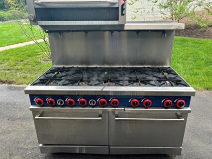 60 in. 5.9 cu. ft. Commercial 10 Burner Double Oven Gas Range in Stainless Steel
