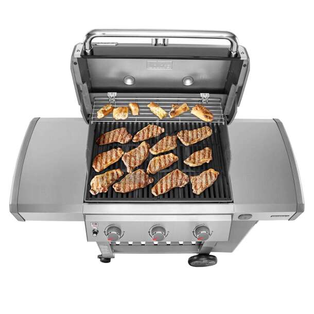 Weber Genesis II E-310 3 Burner Liquid Propane Grill, Black. iGrill 3 compatible - App Connected Thermometer (not Included), Porcelain-Enameled Cast-Iron Cooking Grates, 669 Square Inch Cooking Area - Image 7 of 12
