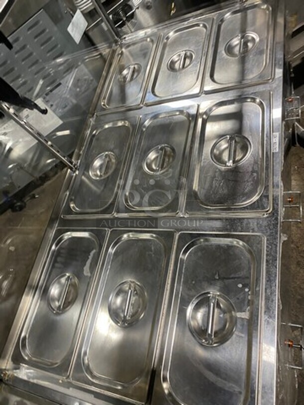 Nice! DUKE Stainless Steel Commercial Electric Powered 3 Bay Steam Table! On legs! With Sneeze Guard! Model E303M Serial 12063092 - Image 4 of 7