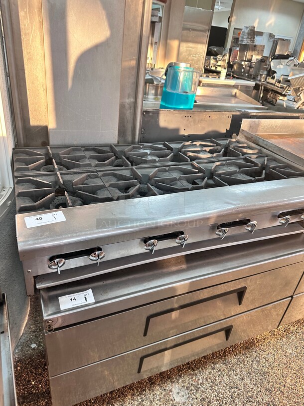 Certified Working American Range Commercial 48 inch Hot Plate with 8 Burners Natural Gas NSF  - Image 6 of 7