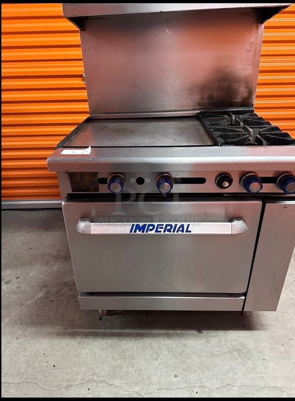 Refurbished Imperial 2 Burner With 24 inch Flat Griddle Gas Operated Working!  - Image 4 of 5