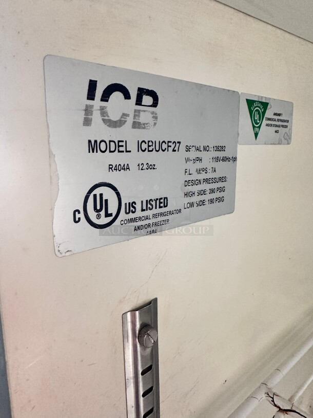 Beverage Air UCF27 27" Undercounter One Door Freezer 115 Volt Tested and Working! - Image 3 of 7