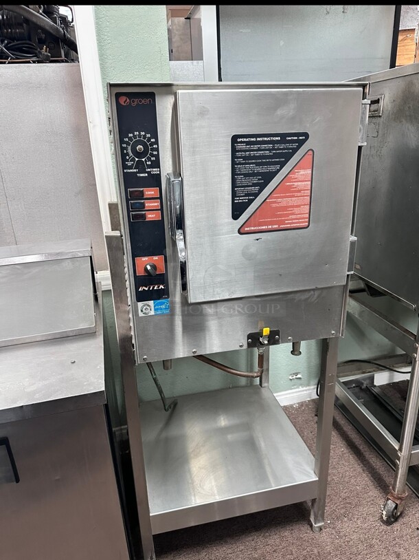Late Model Groen Intek XSG 5 Pan Gas Boilerless Convection Steamer Working  - Image 5 of 9