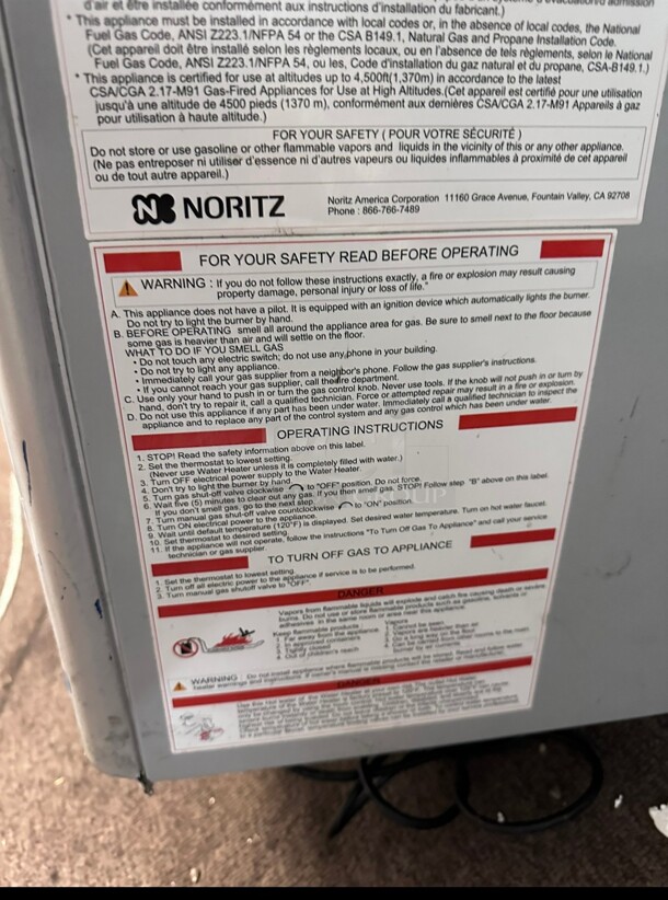Certified Working Noritz 11.1 GPM 199900 BTU 120 Volt Commercial Natural Gas Condensing Tankless Water Heater NSF - Image 5 of 7