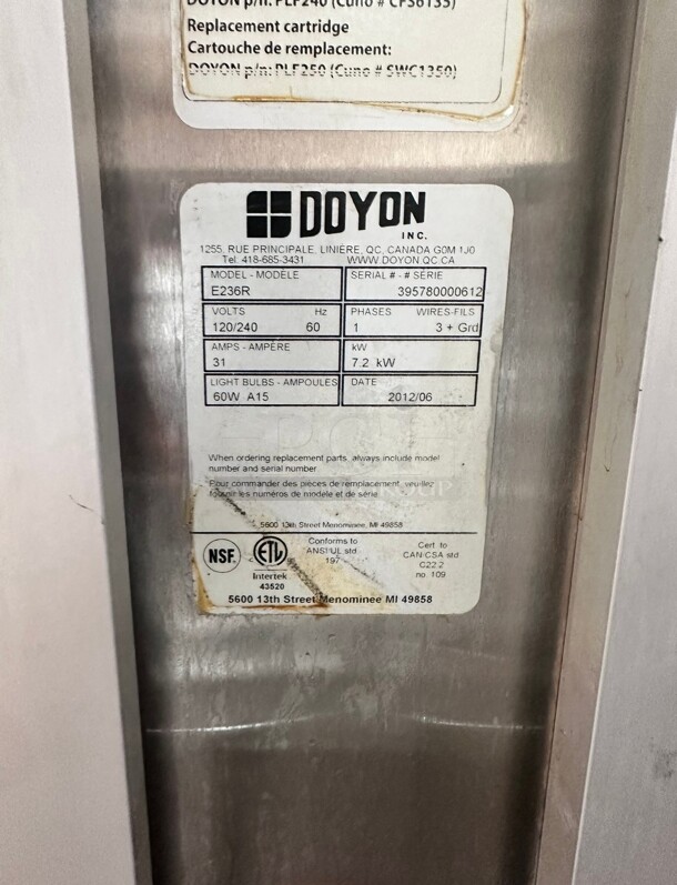 Late Model Doyon E236R Roll-In Proofer For 2 Single Racks, 2 Glass Sections 220 Volt - Image 4 of 9