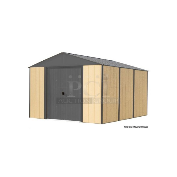 ARROW IRONWOOD STEEL HYBRID SHED KIT 10 X 12 FT. GALVANIZED ANTHRACITE. Complete Kit Is In (1) Box - Image 8 of 12