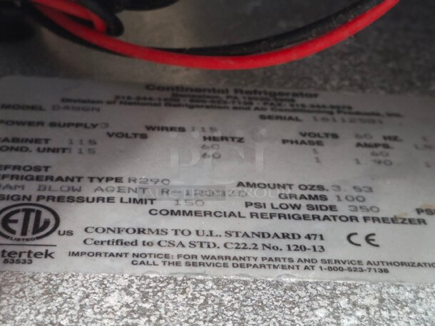 Continental D48GM Stainless Steel Commercial 2 Drawer Chef Base on Commercial Casters. 115 Volts, 1 Phase. Tested and Working! - Image 9 of 9