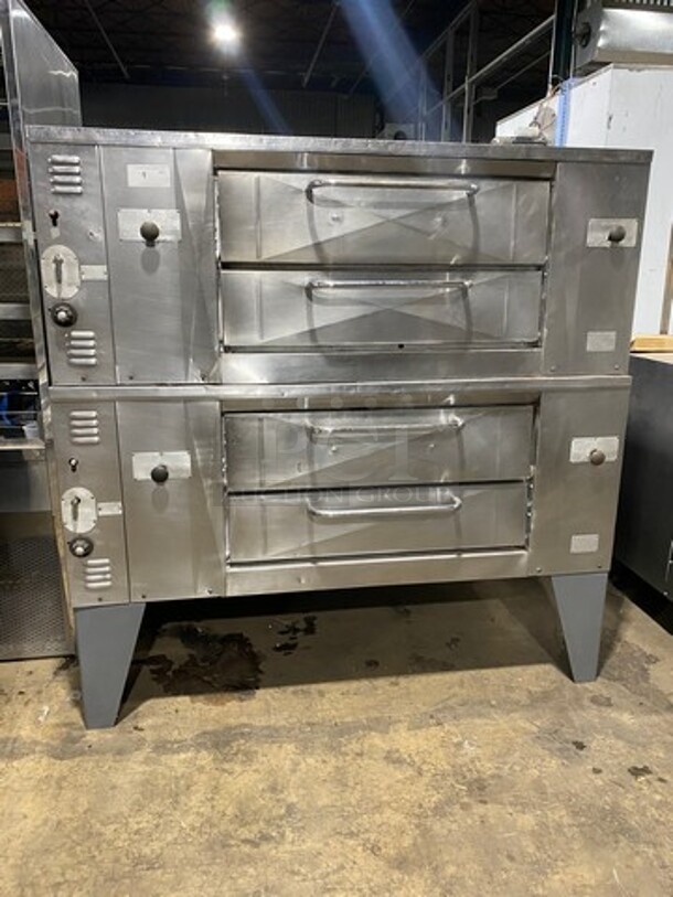 WOW! Morello Commercial Natural Gas Powered Double Deck Pizza/ Baking Oven! All Stainless Steel! On Legs! 2x Your Bid Makes One Unit! WORKING WHEN REMOVED!