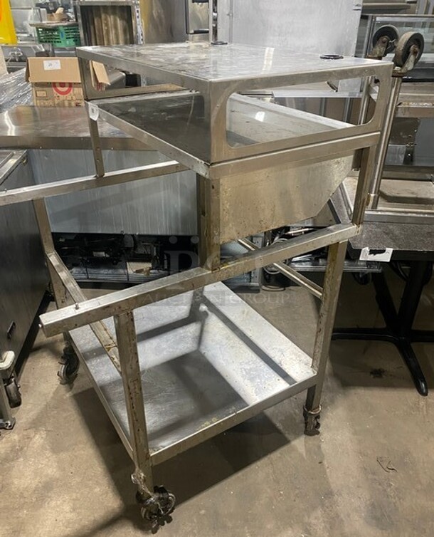 Stainless Steel Work Center With Double Over Head Shelf! On Casters! - Image 2 of 9