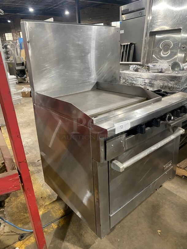 Therma Tek Natural Gas Powered 2 Burner Range With Flat Grill Combo! With Full Size Oven Underneath! Model TMDS36-24G-2-1N Serial 11K02659C! On Legs! - Image 2 of 9