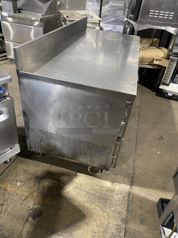 Custom Cool Refrigerated Lowboy/Worktop Cooler! With Raised Back Splash! All Stainless Steel! With 3 Door Cold Storage Underneath! 115V 1Phase! On Casters!  - Image 2 of 10