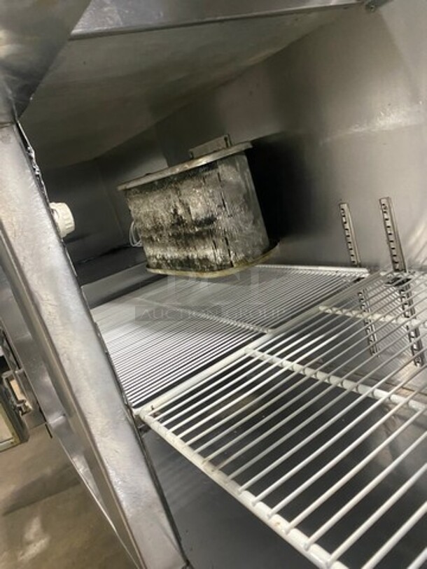 Leader Commercial Refrigerated Sandwich Prep Table! With Back Splash! With 3 Door Storage Space Underneath! Poly Coated Racks! All Stainless Steel! On Casters! Model: LM72S/C SN: PR010562 115V 60HZ 1 Phase - Image 6 of 9